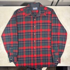 Vintage Pendleton Shirt Mens L Red Green Kilgore Tartan Plaid Wool Button Up